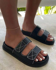 Velcro Strap Quilted Slippers