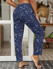 Star Print Comfort Stretch Pajama Pants with Pockets