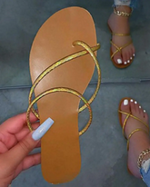 Toe Ring Colorblock Flat Sandals