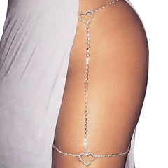 Diamond-Studded Heart-Shaped Sexy Leg Ring And Body Chain
