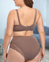 Plus Size Bow Decor Contrast Lace Lingerie Set