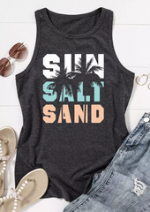 Sun Salt Sand Beach Coconut Tree Tank - Dark Grey