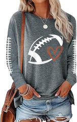 Baseball Print Crew Neck Long Sleeve Top