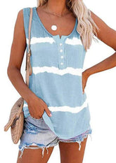 Tie-dye Print Button Tank Top