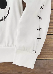 Halloween Color Block Ghost Face Long Sleeve Sweatshirt