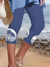 Resort Style Coconut Tree Midi Leggings