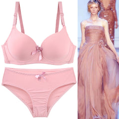 Sexy Solid Color Glossy One-Piece Seamless Bra And Lingerie Set