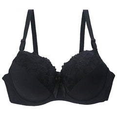Lace-Trimmed Embroidered Thin Plus-Size Bra