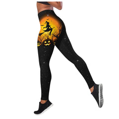 Halloween Yellow Witch Trousers Sleeveless Top Digital Printing Casual Suit Home Clothes