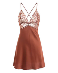 Lace Patch Crisscross Backless Night Dress