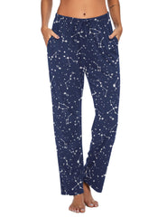 Star Print Comfort Stretch Pajama Pants with Pockets