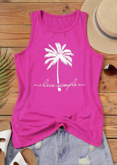 Live Simple Coconut Tree Casual Tank - Rose Red