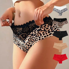 Lace Leopard Print Mid-Waisted Stylish Comfortable Breathable Boxer Briefs