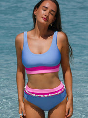 High Waist Casual All-Match Color Matching Bikini Set