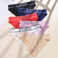 Letter Simple Soft Mid-Waist Fashionable Daily Comfortable Underwear