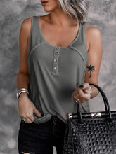 Solid Color U-Neck Button Modal Tank Shirt