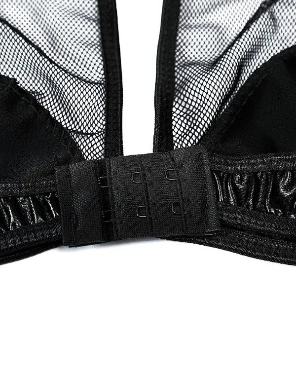 Fishnets Front View Fishnet Design PU Leather Cutout Front Lingerie Set – Mondaylingerie
