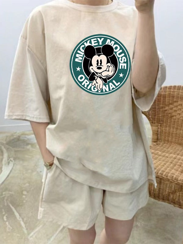 Cute And Fashionable T-Shirt And Wide-Leg Pants Two-Piece Suit
