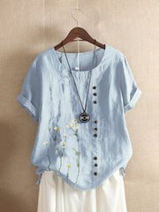 Crew Neck Short Sleeve Casual Shirt Top