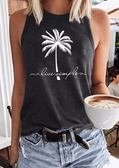 Live Simple Coconut Tree Tank-Black