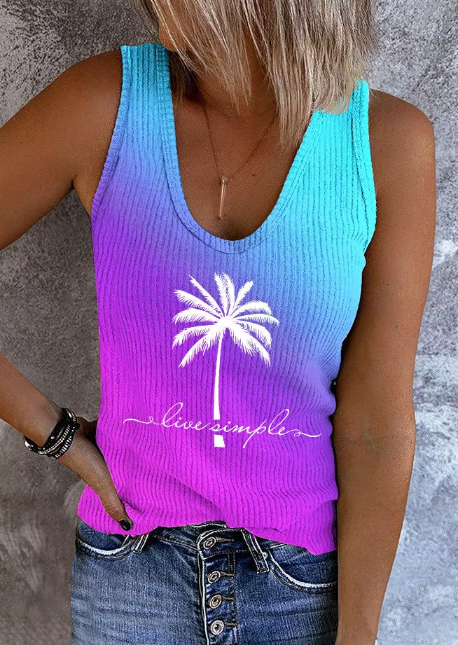 Live Simple Coconut Tree Gradient Tank