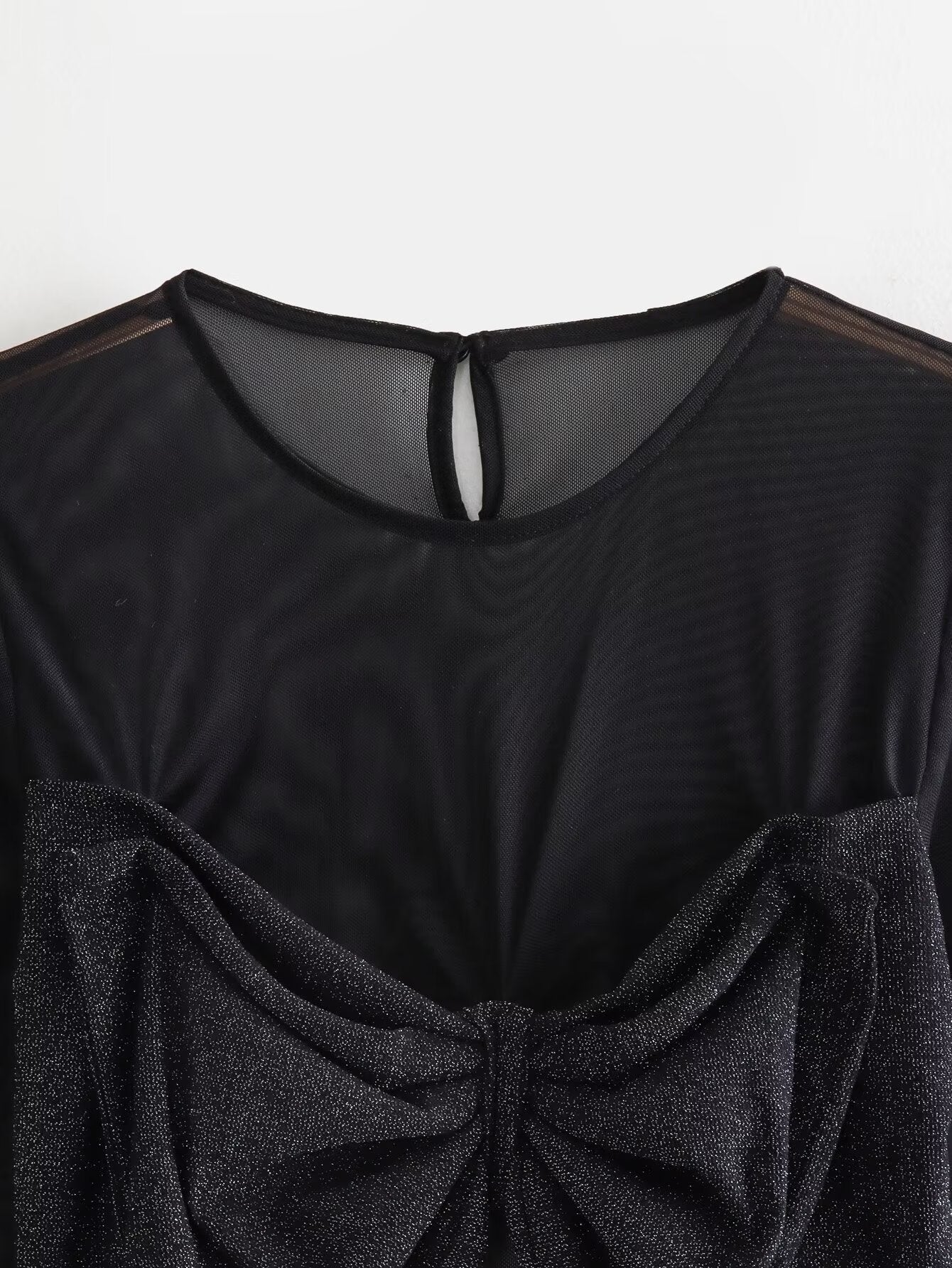 Fashionable Chest Bow Design Slim Short Shirt Top