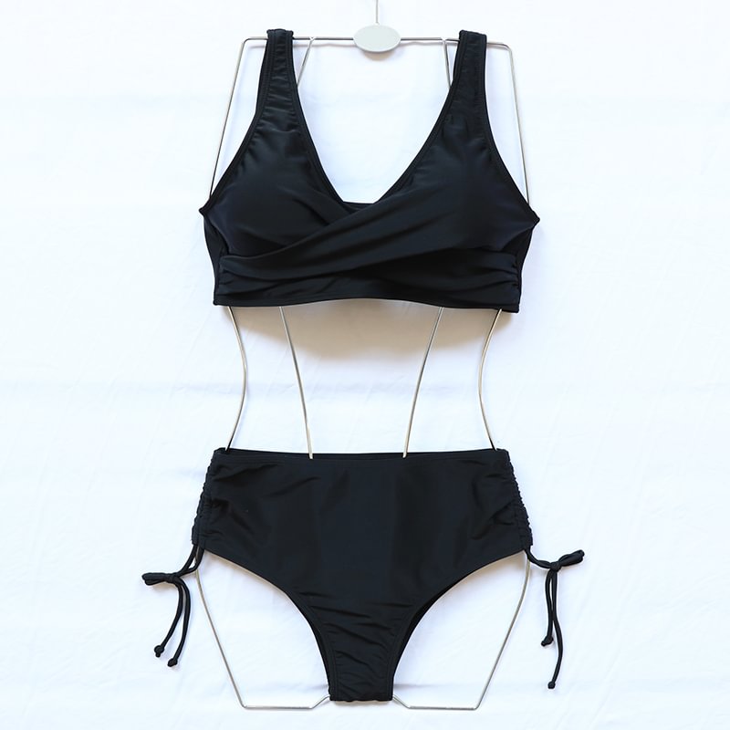 Solid High Waist Side-Tie Sexy Bikini Set
