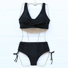 Solid High Waist Side-Tie Sexy Bikini Set
