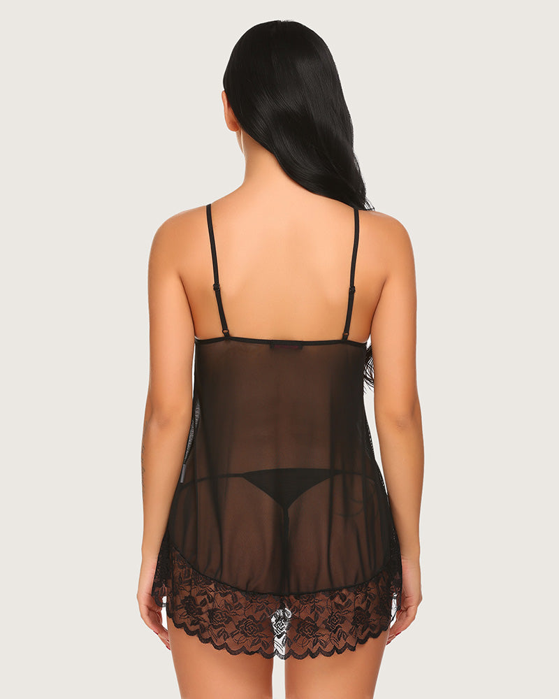 Lace Mini Chemise Mesh Nightie