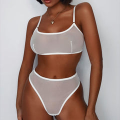 Mesh See-Through Sexy Temptation Tube Top Bra Underwear Set