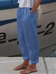 Cotton Loosen Solid Linen Pants