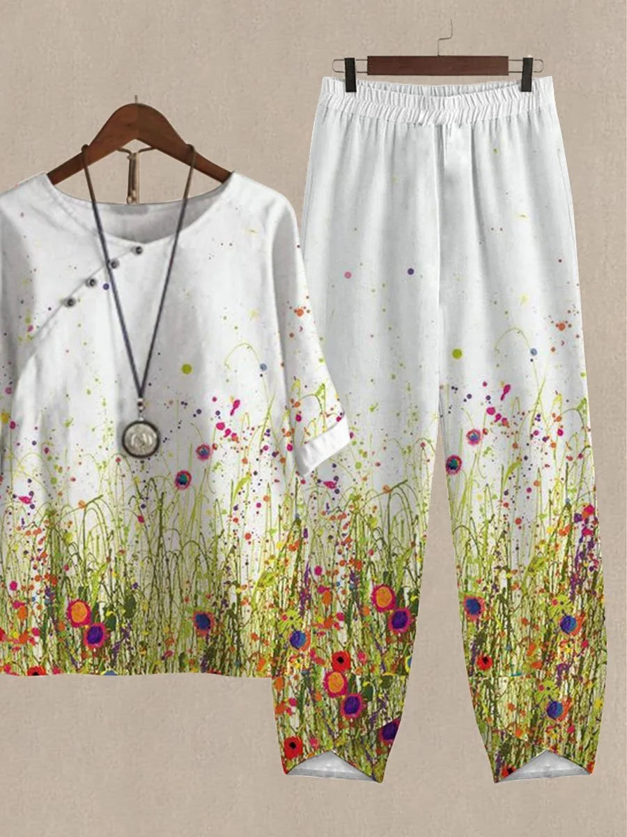Print Top And Pants Two-piece Suits