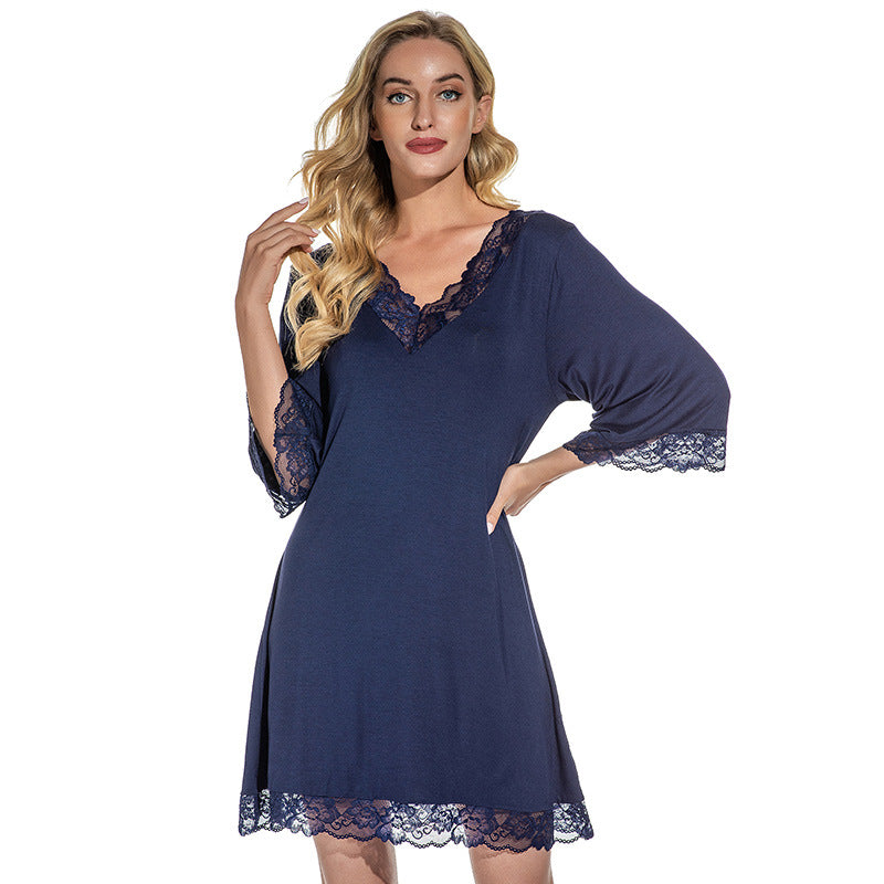 Lace Sexy V-neck Homewear Nightdress