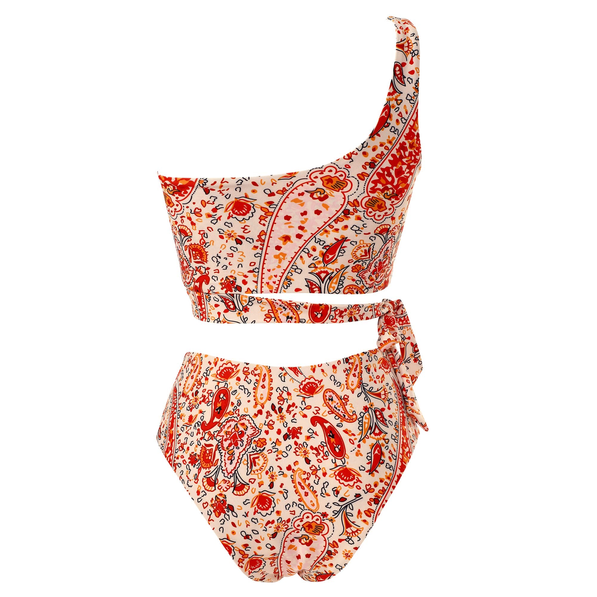 One Shoulder High Waisted Bikini Tie High Cut Two Piece Swimsuits