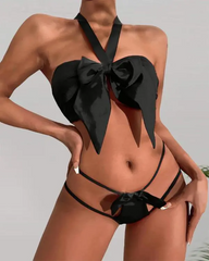 Bowknot Decor Halter Lingerie Set