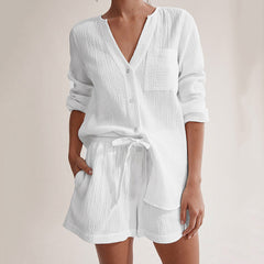 Solid Color Double Layer Gauze Cotton Fashion Suit