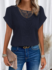 Casual Lace Patchwork Short-Sleeved T-Shirt