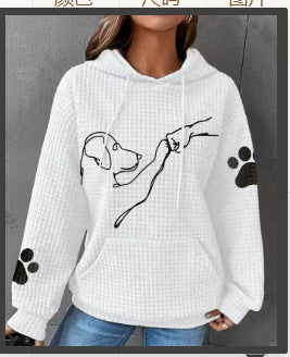 Long-Sleeved Hooded Dog Printed Casual Pullover Sweatshirt