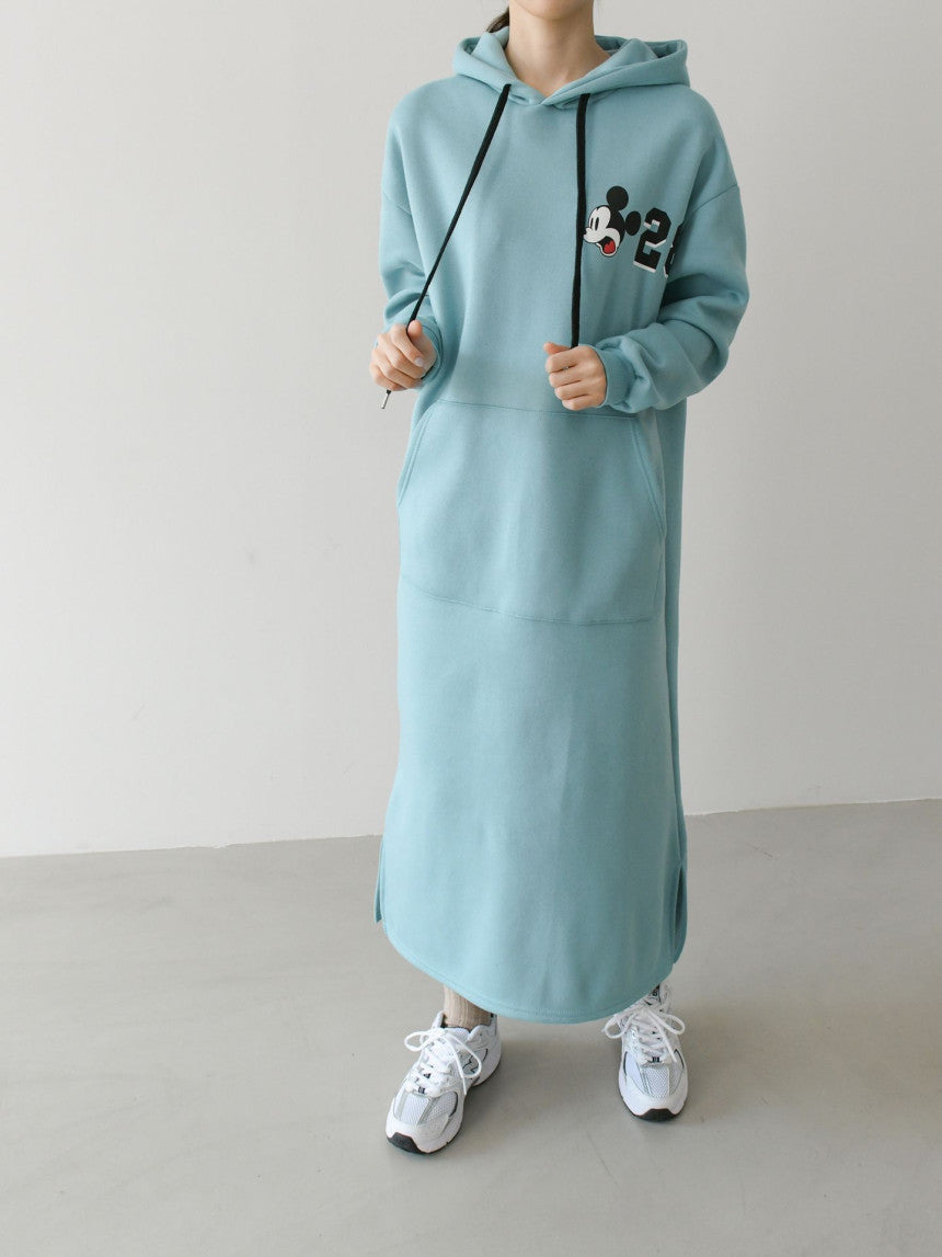 Mid-Length Over-The-Knee Velvet Thickened Hooded Sweater Dress