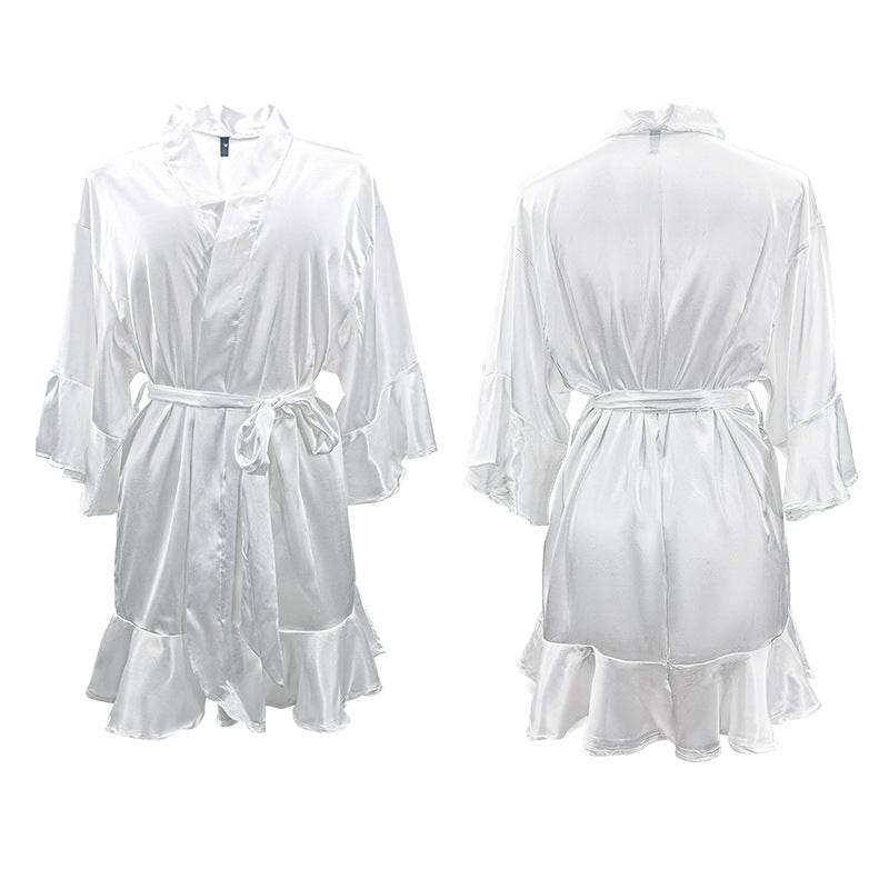 Bathrobe Dressing Robe Home Clothes Ice Silk Satin Nightgown