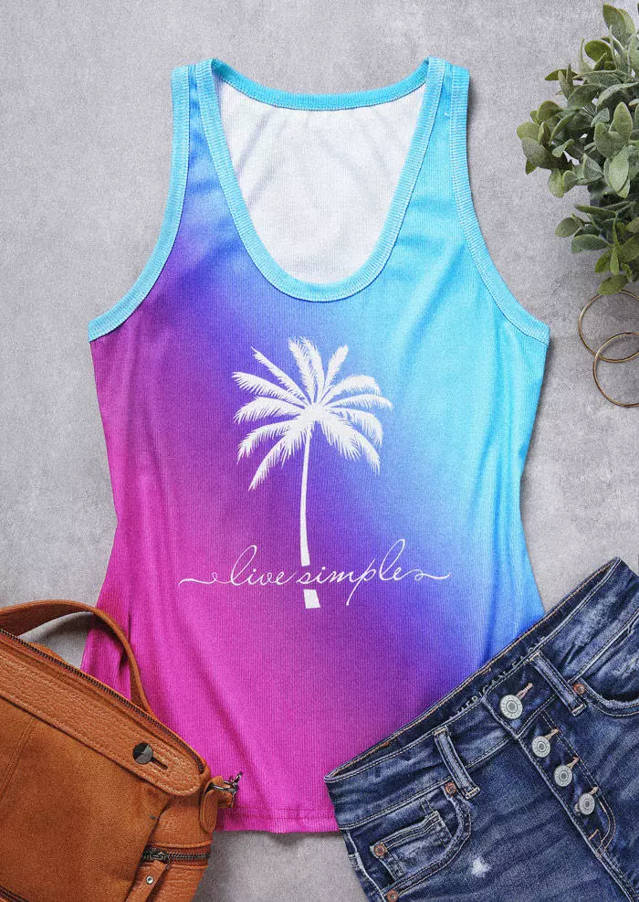 Live Simple Coconut Tree Gradient Tank