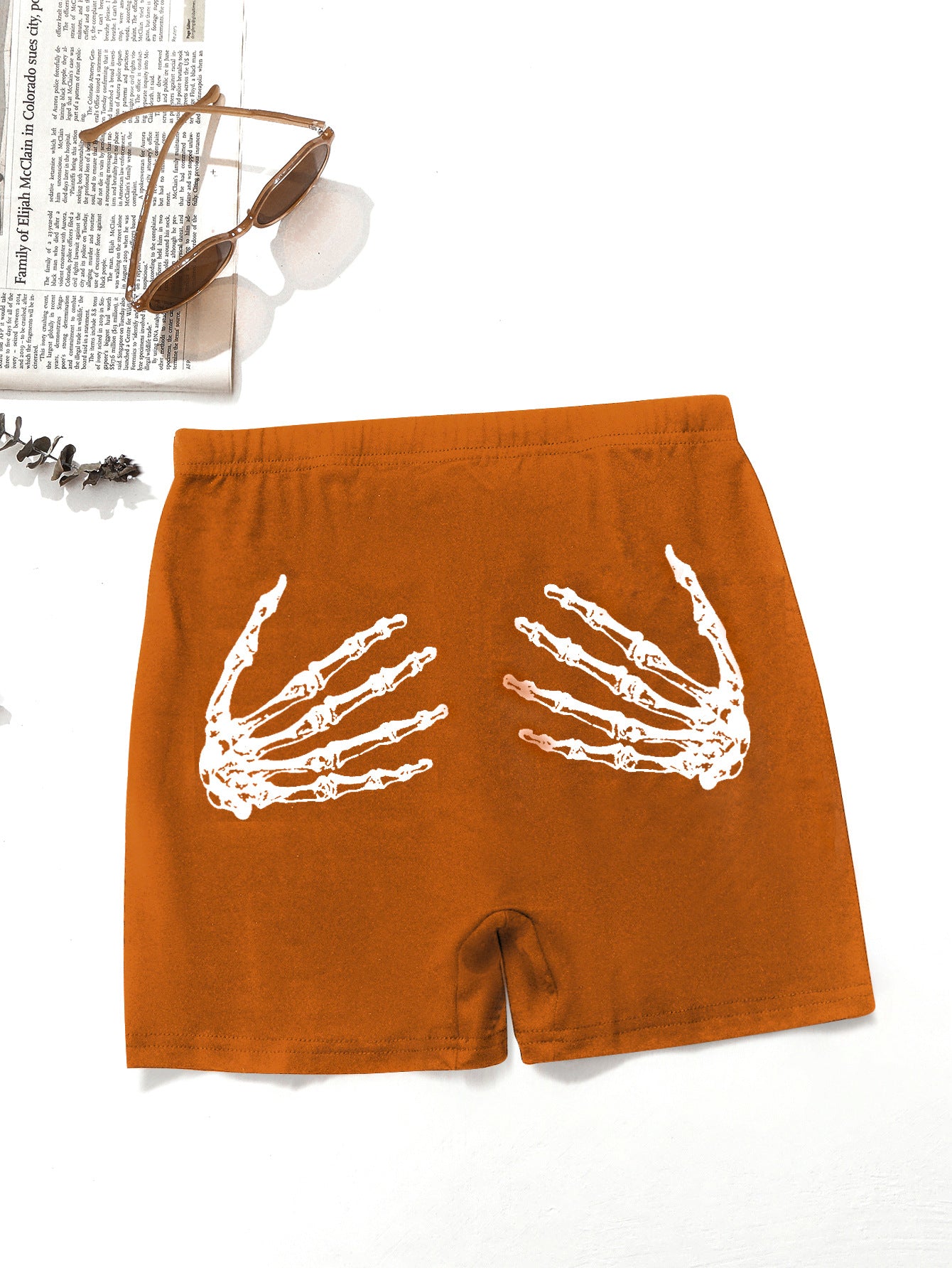 Halloween Skeleton Hand Boyshort Panties - Brown