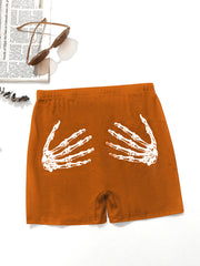 Halloween Skeleton Hand Boyshort Panties - Brown