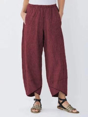 WOMEN'S POCKETS STRIPED CASUAL CAPRI PANTS