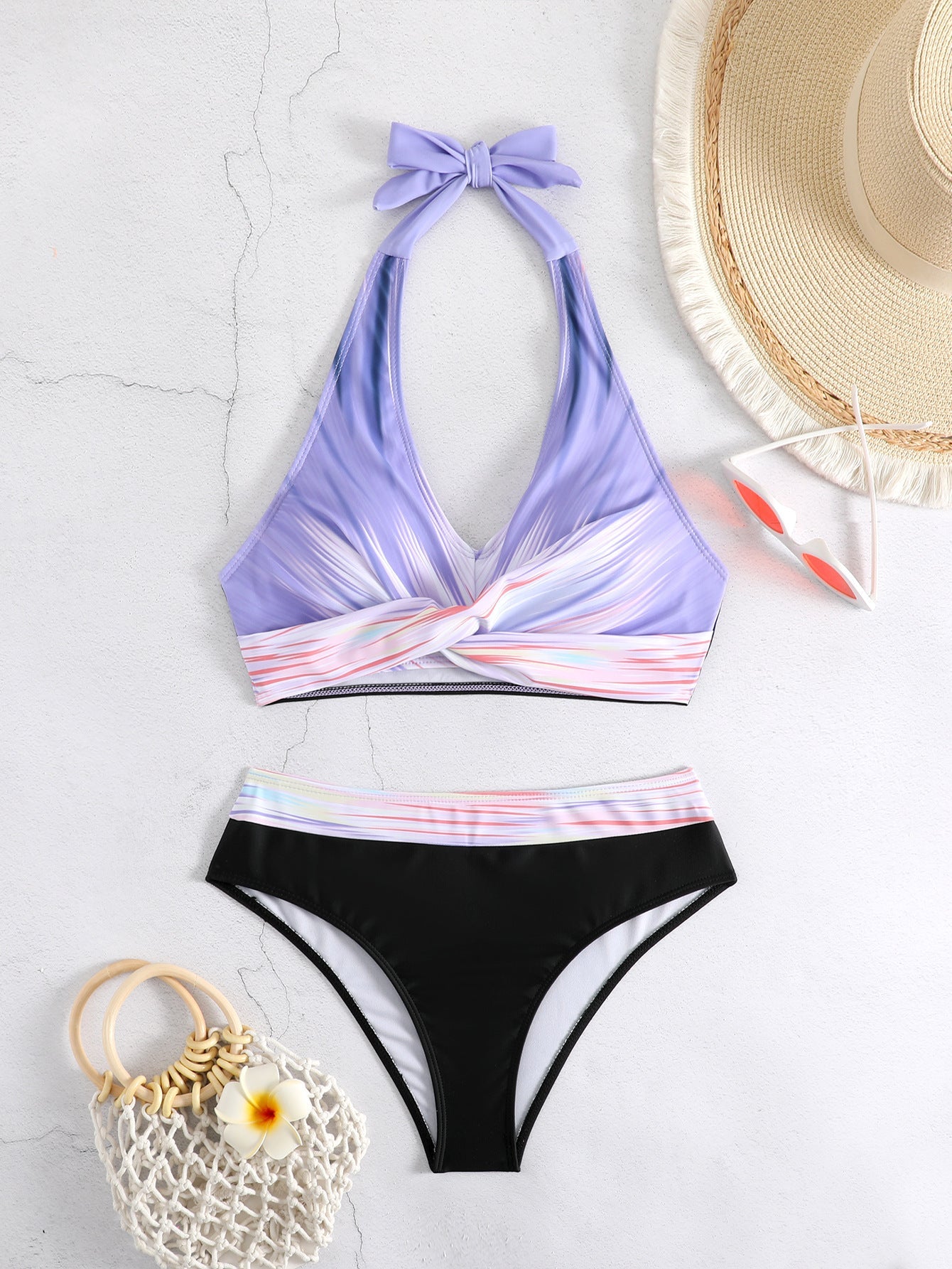 Cross-Over Bikini Two-Piece Set in Multiple Colors