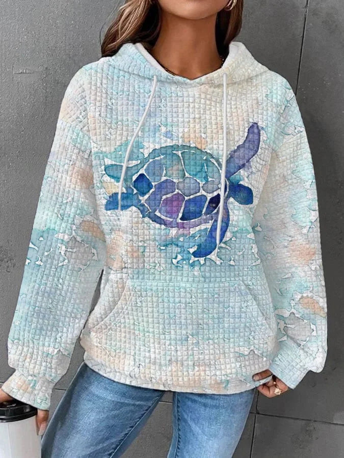 Long-Sleeved Hooded Dog Printed Casual Pullover Sweatshirt