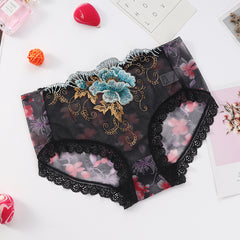 Embroidered Splicing Mesh Temptation Breathable Sexy Underwear