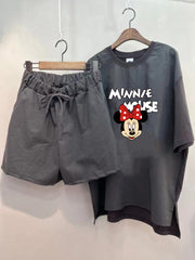 Wide-Leg Three-Quarter Pants Cute Loose T-Shirt Two-Piece Suit