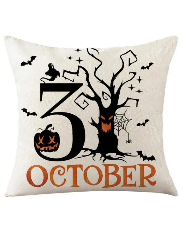 Halloween Letter Pumpkin Graphic Print Pillow Covers Home Decor Sofa Throw Pillow Case Cushion Covers