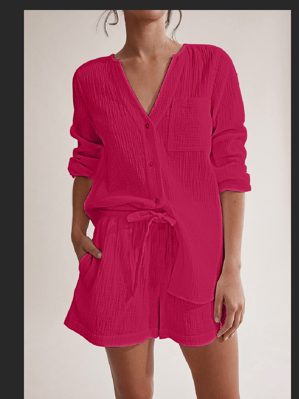 Solid Color Double Layer Gauze Cotton Fashion Suit